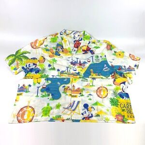 Disney Caribbean‎ Beach Resort Shirt 3X Skyliner Mickey Minnie Mens Button Up SS